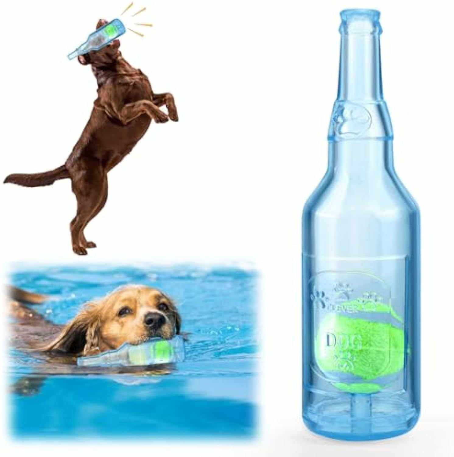 Jouet bouteille d'eau pour chien avec bruit grinçant interactif