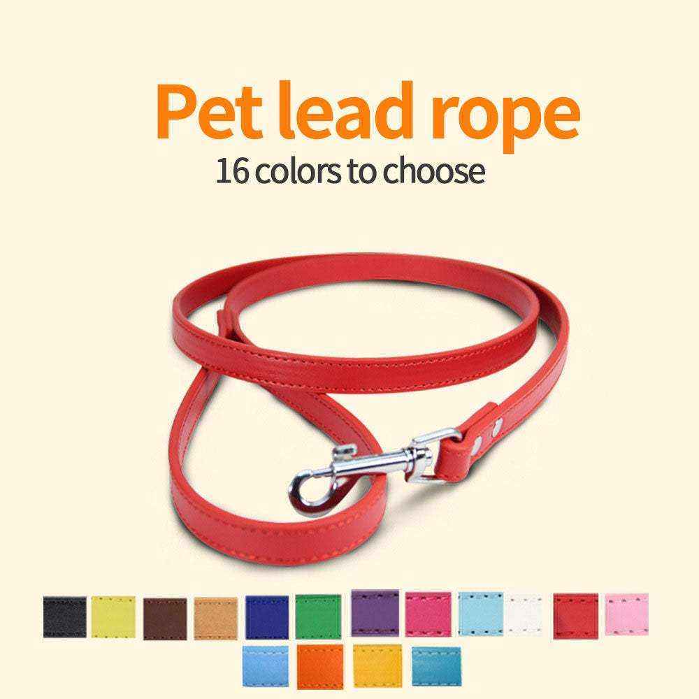 Laisse en cuir PU pour chiens et chats, 16 couleurs, élégante et robuste.