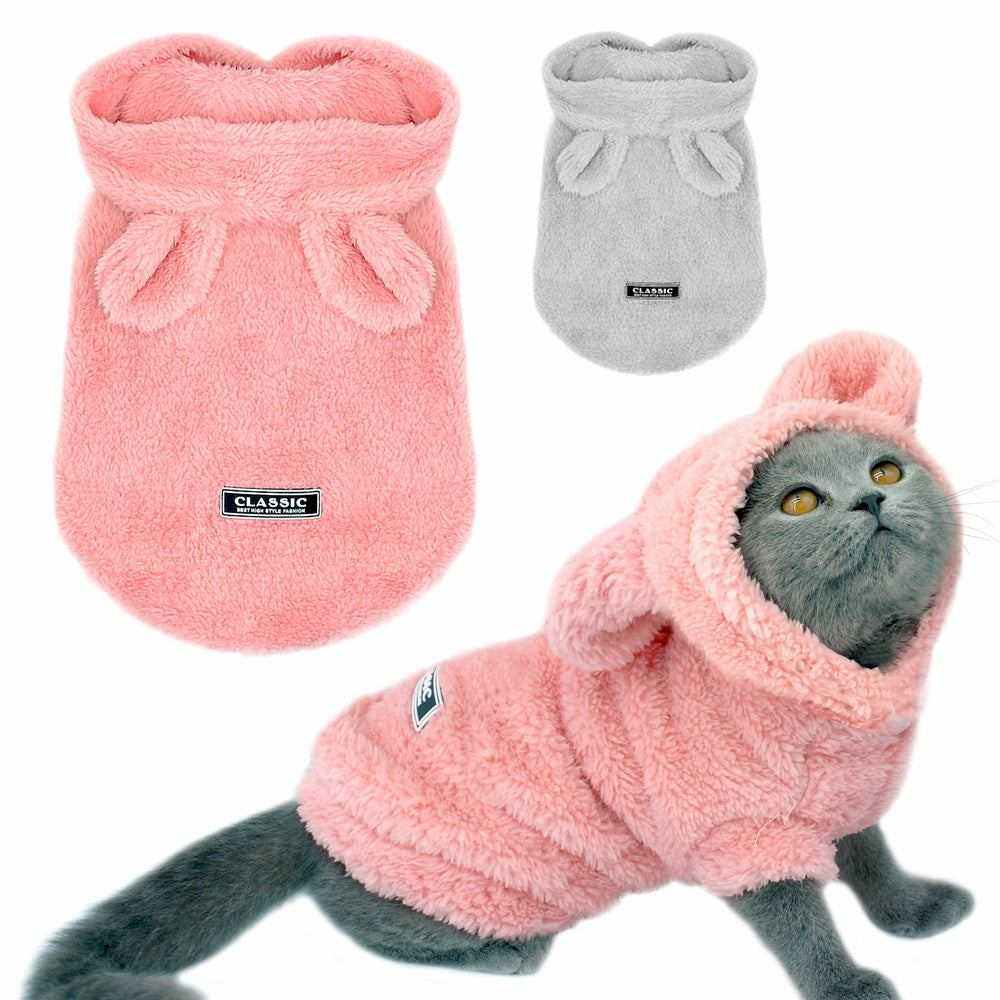 Manteau confortable pour chiens en coton isolé - rose et gris