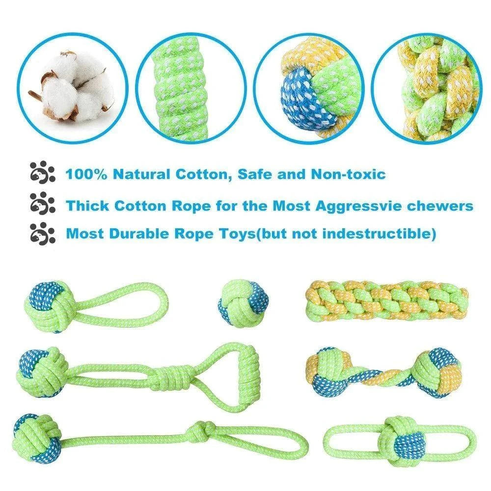 Jouet à Mâcher en Ensemble, en Corde Durable pour Chiots et Chiens | Parfait pour les Jeux et la Santé Dentaire