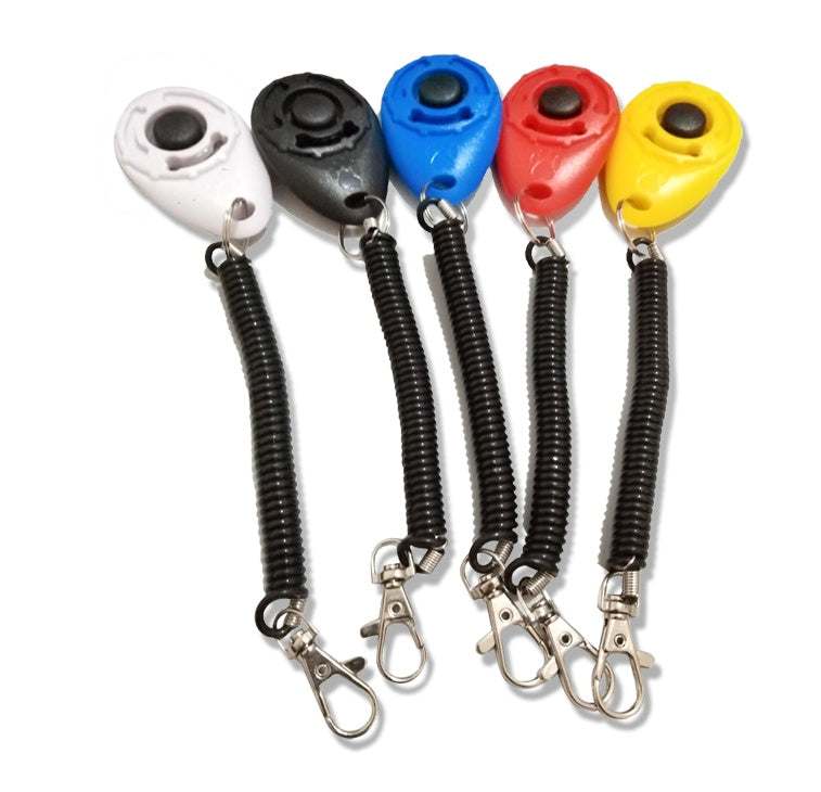 Clicker d'Entraînement pour Chiens avec dragonne, outil en plastique pour l'entraînement animal personnalisé.