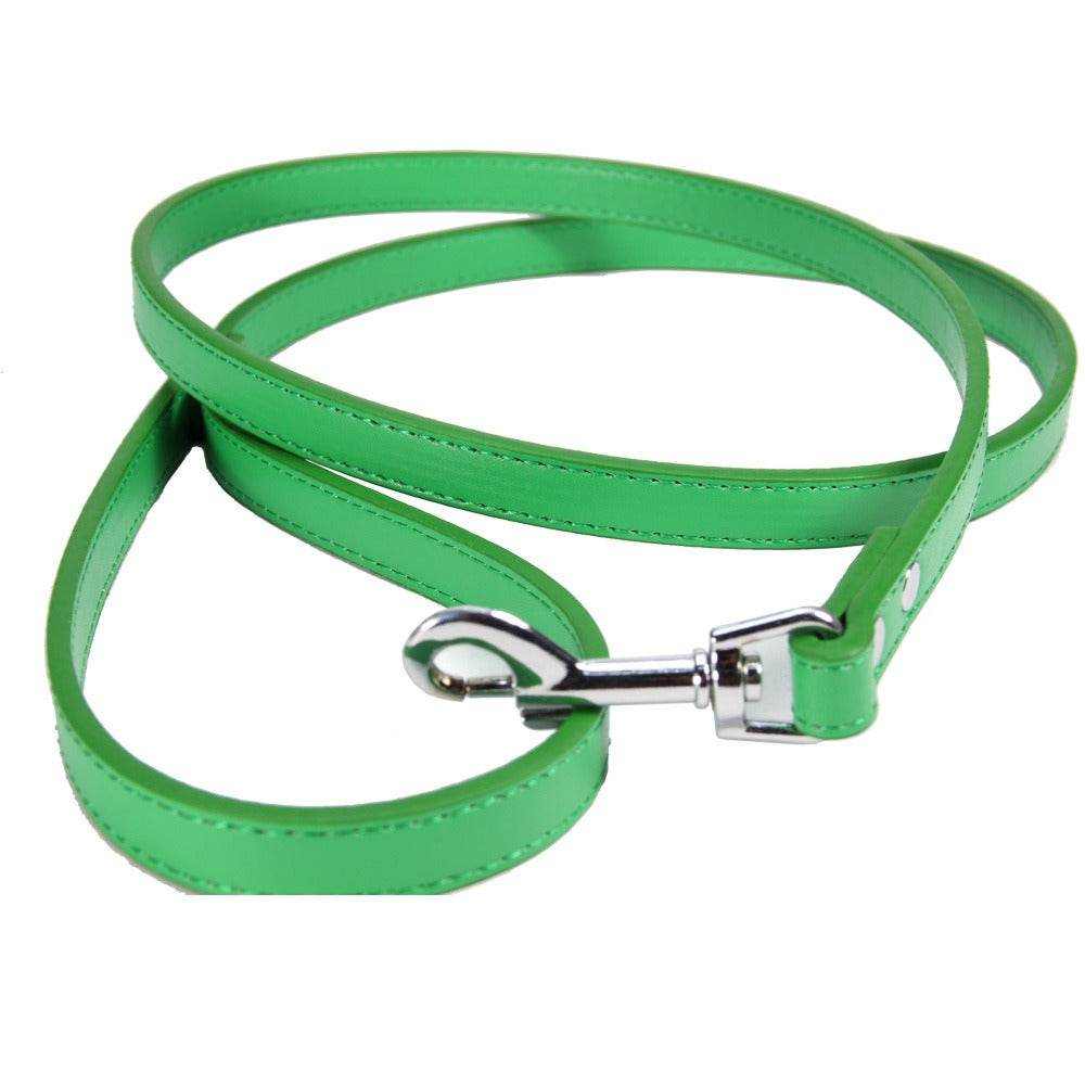 laisse verte en cuir PU pour chiens et chats avec attache métallique robuste, élégante et sécurisée pour promenades quotidiennes