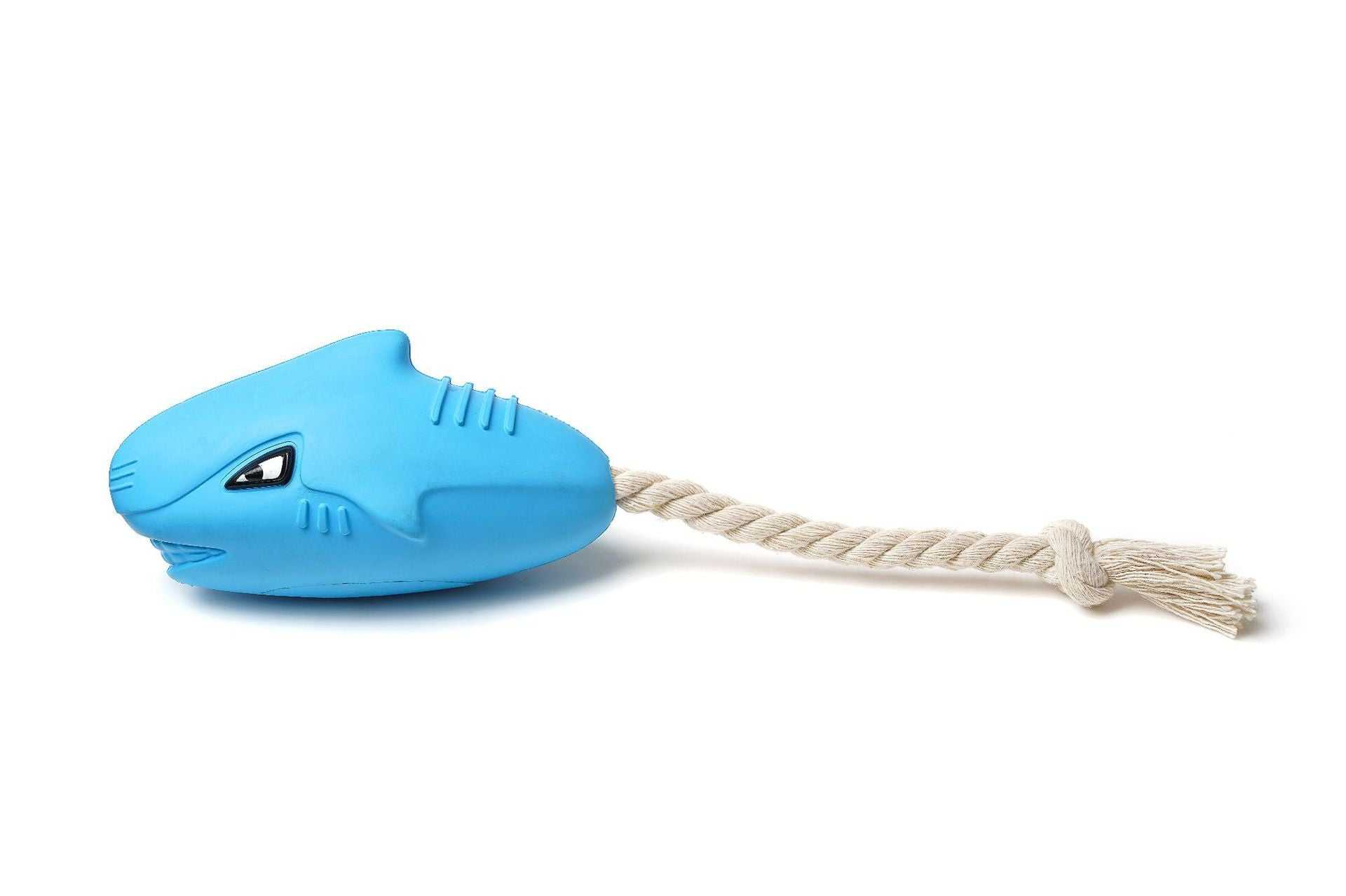 Jouet requin en caoutchouc pour chiens - bleu