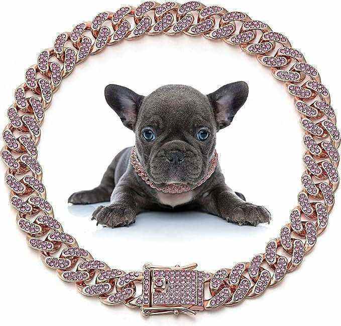 Collier Bijoux pour Animaux - Chaîne Cubaine Hip Hop en Alliage de Zinc | Style Tendance pour Chiens et Chats