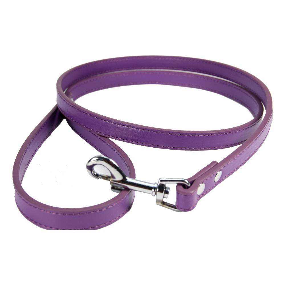 Laisse pour chiens et chats en cuir PU violet, durable et élégante avec attache métallique solide