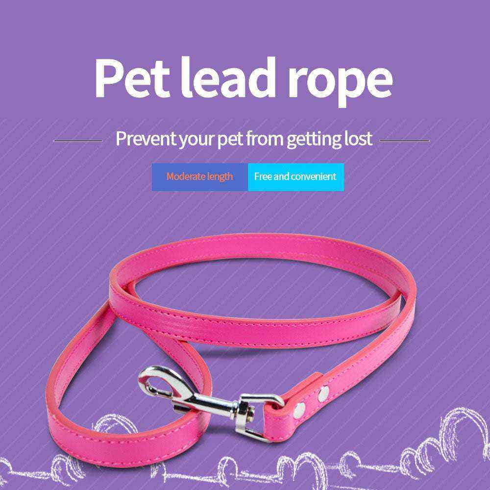 laisse en cuir PU rose pour chiens et chats, élégante et sécurisée, longueur modérée, boucle métallique résistante