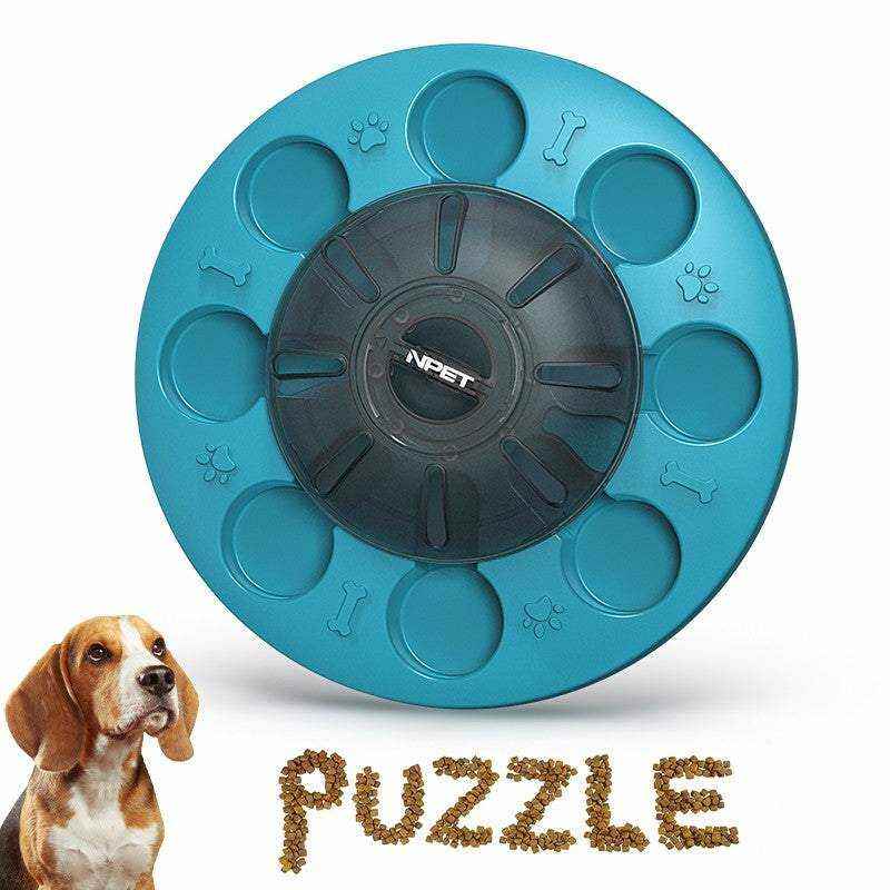 Puzzle interactif pour chiens bleu avec compartiments à friandises pour stimulation mentale et alimentation lente