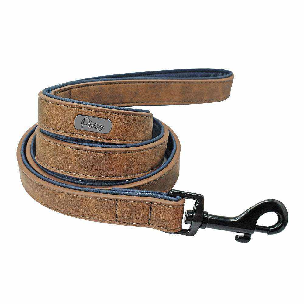collier en cuir personnalisé pour chien avec plaque en acier inoxydable et anneau robuste, disponible en plusieurs tailles et couleurs, conçu pour confort et sécurité