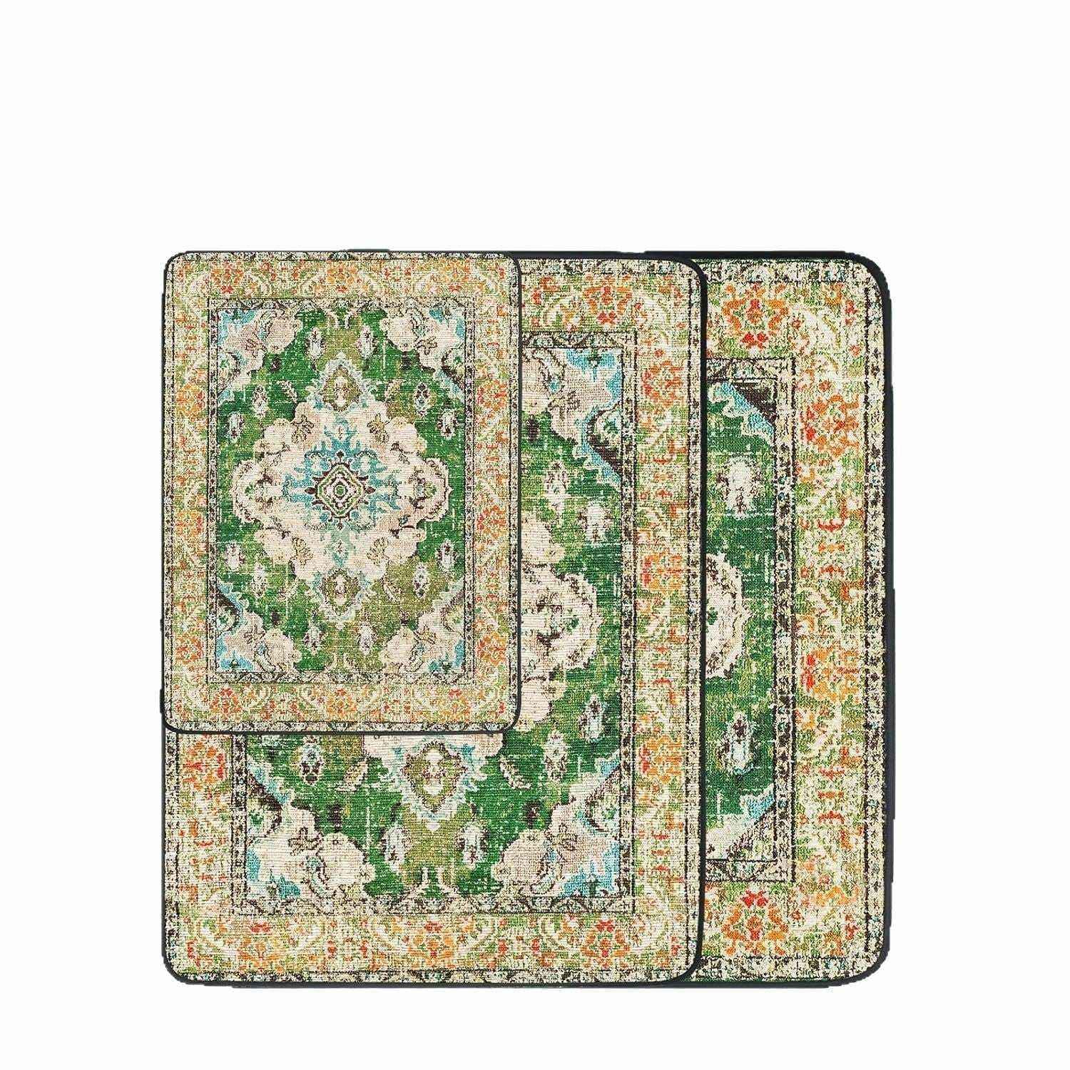 tapis moderne imperméable pour animaux motifs géométriques vert gris design scandinave protection sols hygiénique facile à nettoyer