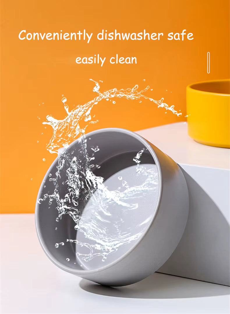 Comederos de cerámica premium para perros y gatos - Soporte de madera antideslizante