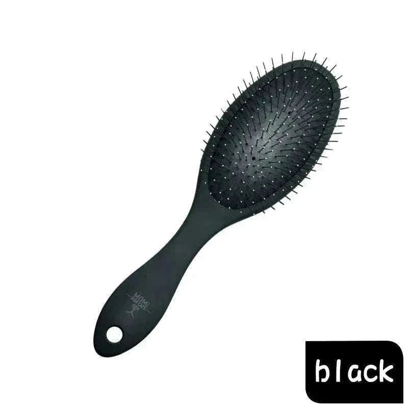 Peigne de massage professionnel noir pour chien et chat avec picots métalliques souples, pour démêler et stimuler la peau.