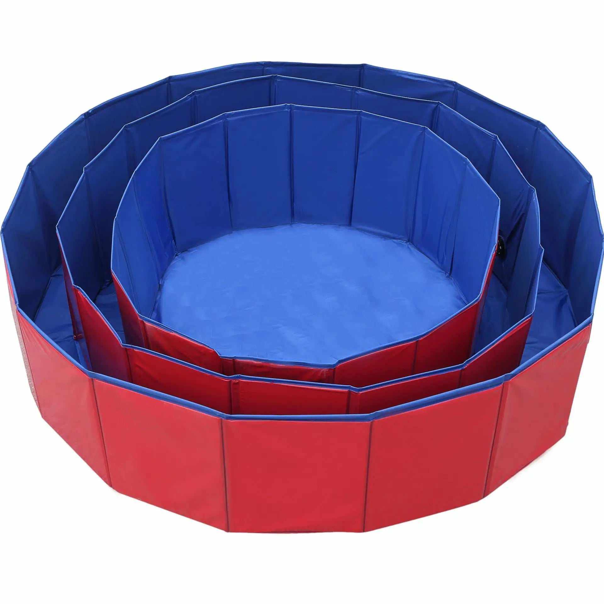 piscine portable pliable pour chiens en PVC rouge et bleu, bain et rafraîchissement pratique pour animaux, facile à installer et sécurisée avec fond antidérapant