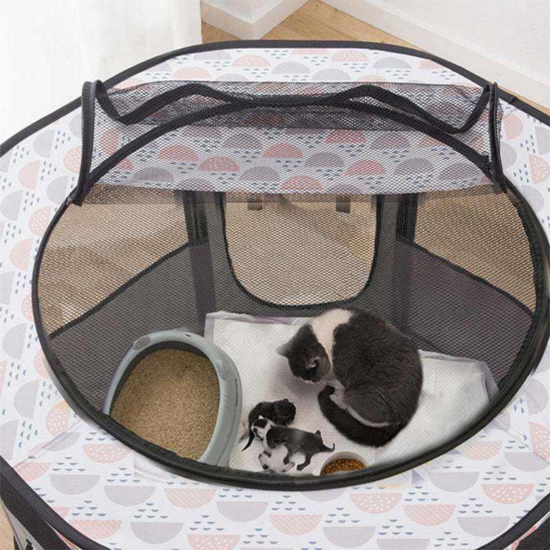 tente pliable octogonale pour animaux avec filet respirant et espace sécurisé pour chats et petits chiens à l’intérieur et extérieur