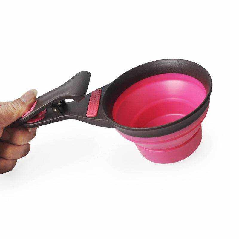 Gamelle pliable en silicone rose pour chiens et chats, bol de voyage portable, facile à nettoyer et compacte.