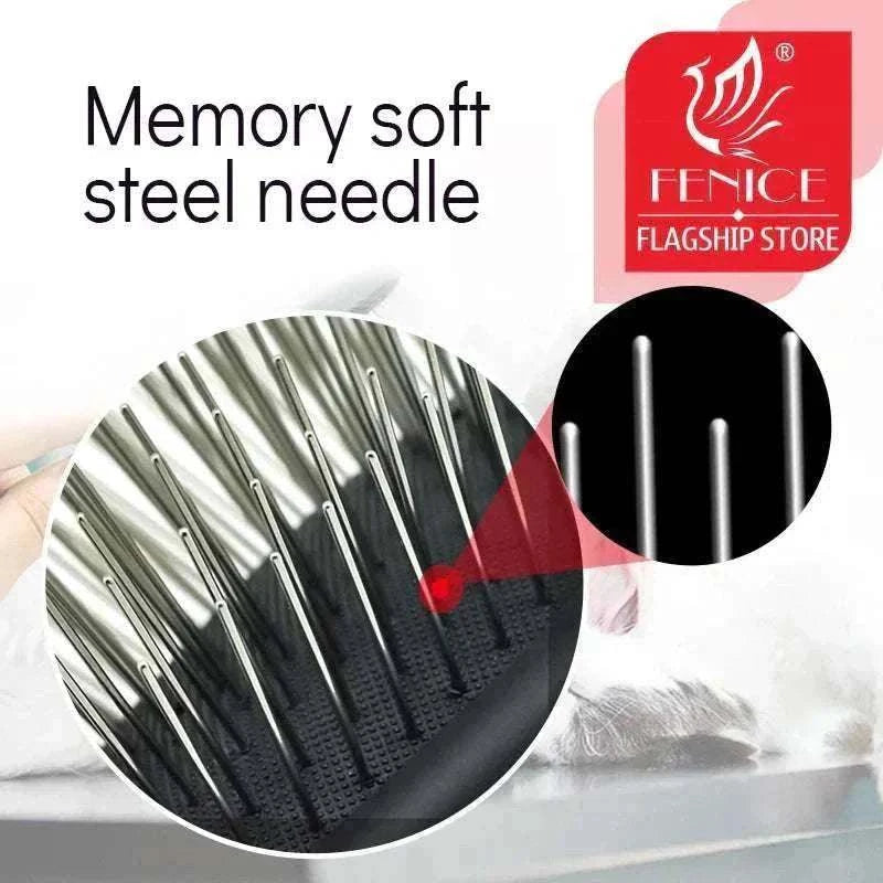 Peigne de massage professionnel Fenice pour chiens et chats avec picots métalliques souples pour démêler et stimuler la peau