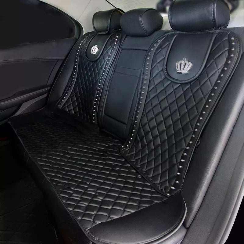 Housse de siège auto en cuir PU – style royal avec couronne en strass, protection et confort