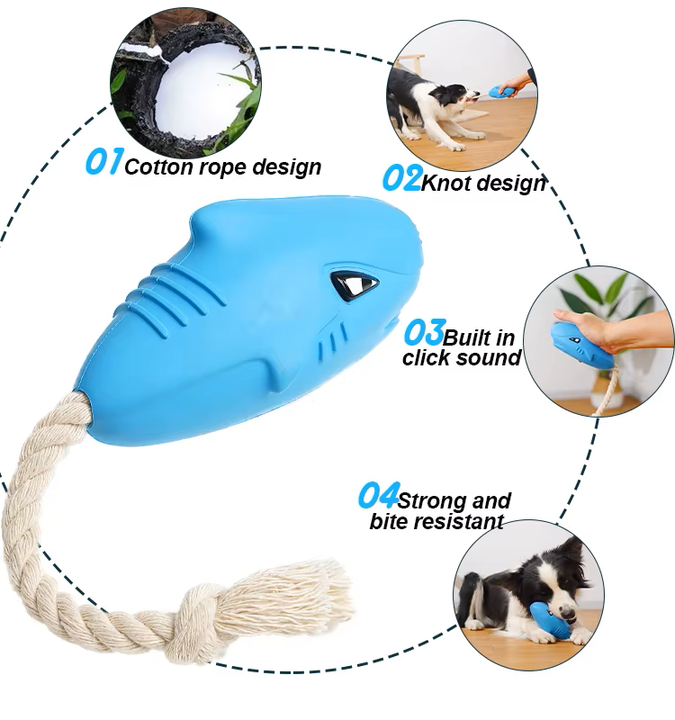 Jouet requin en caoutchouc | Jouet sonore et durable pour chiens