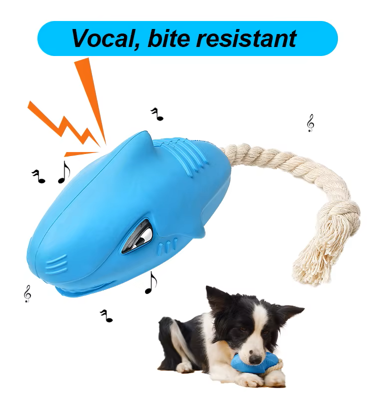 Jouet requin en caoutchouc | Jouet sonore et durable pour chiens