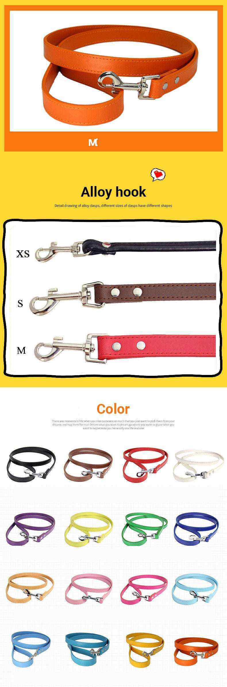 Pet Leash Dog PU Leather Chain Anti-Loss New Out Cat Leash