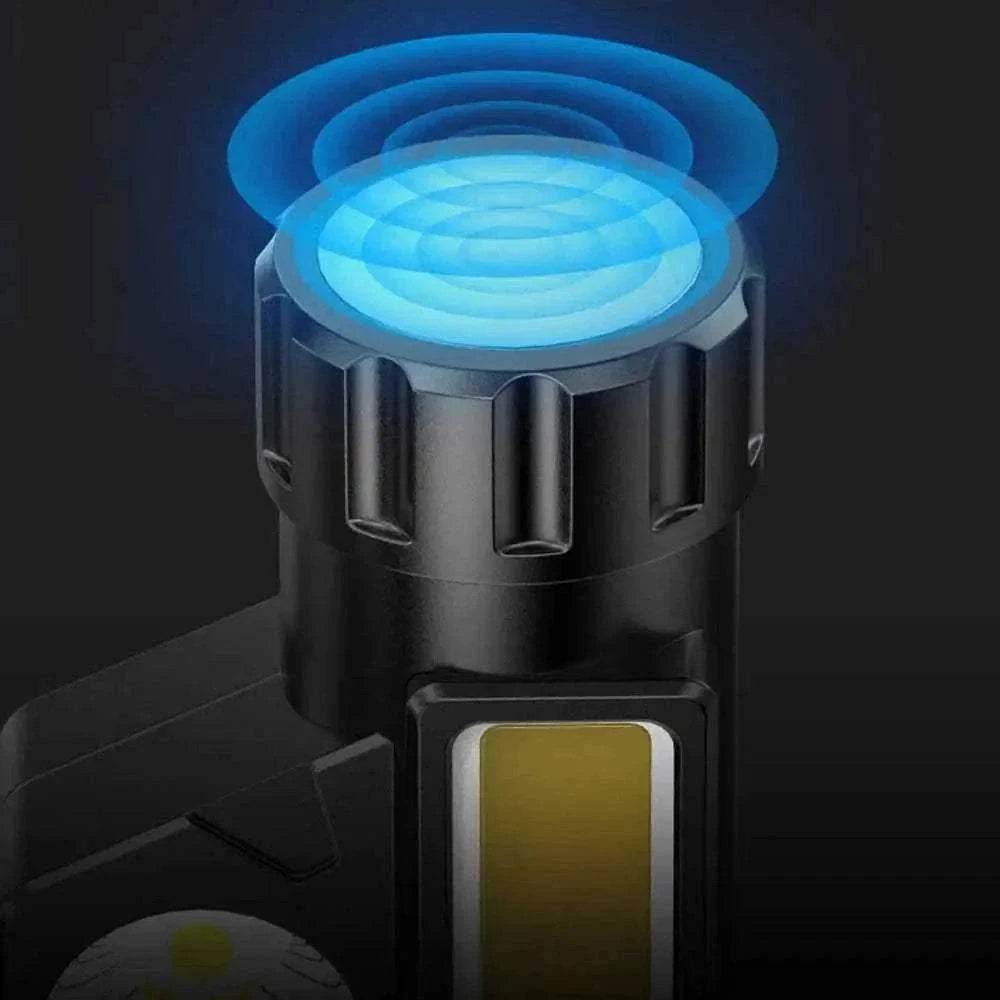 Lampe LED de poignet USB rechargeable avec faisceau éclairant et design étanche IP64 pour sécurité nocturne sportive et promenade d’animaux.