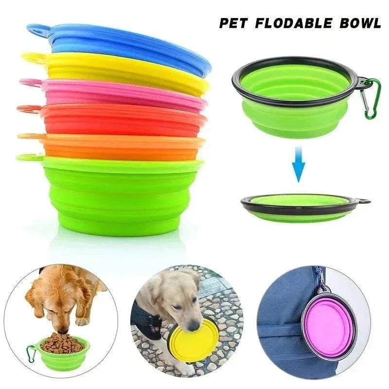 bol pliable en silicone pour chien et chat léger avec mousqueton pour nourriture et eau portable