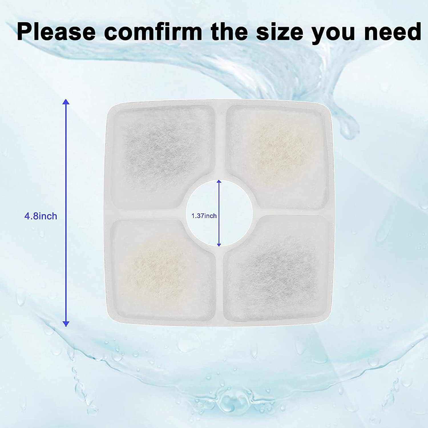 filtre de fontaine pour chats OYES carré avec filtration 3 couches pour eau propre et saine 4,8 pouces