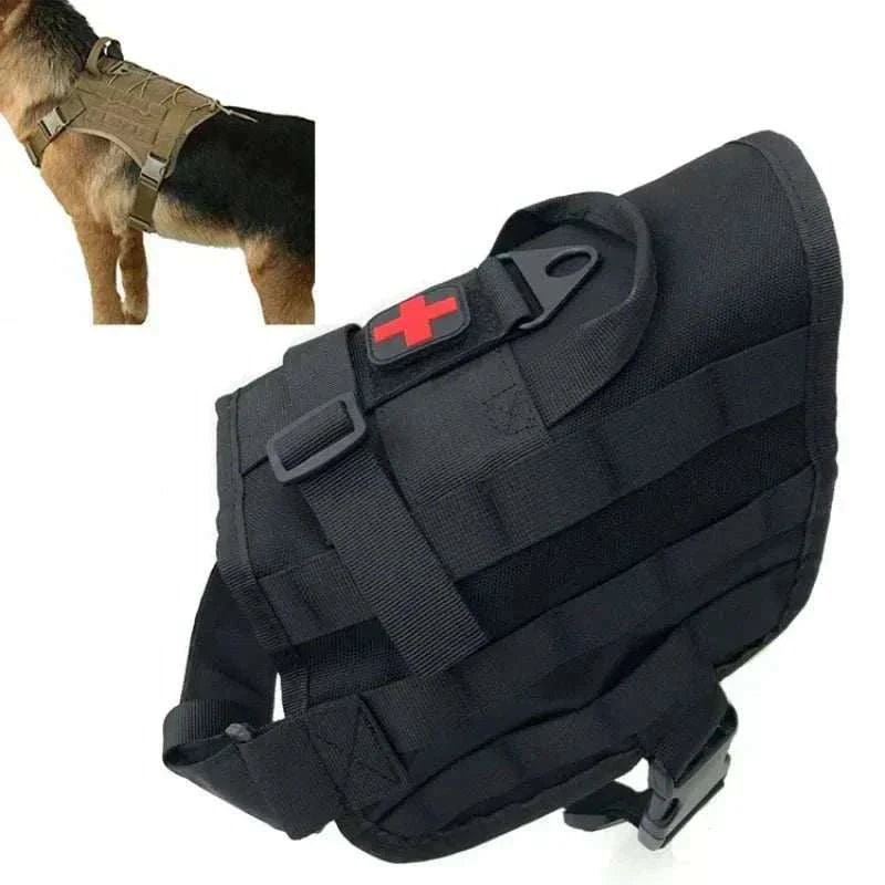 Harnais tactique de service pour chiens, gilet résistant militaire taille L.