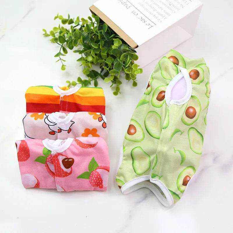 combinaison post-opératoire pour chats et petits chiens motif avocat et fruits tenue légÚre et confortable pour stérilisation et sevrage