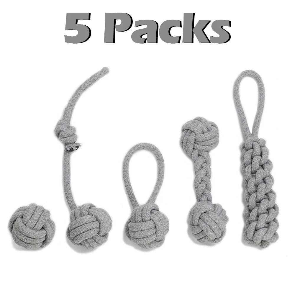 Lot de 5 jouets en corde pour chiens, résistants et adaptés au jeu interactif et mâchage.