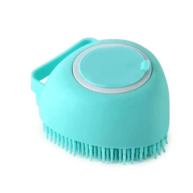 brosse de massage en silicone bleu pour chien pour toilettage doux et relaxation pelage peau sensible