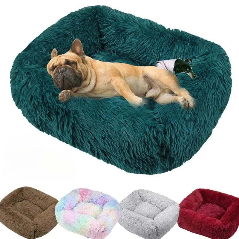 Calming dog bed | Soft plush square mattress, washable