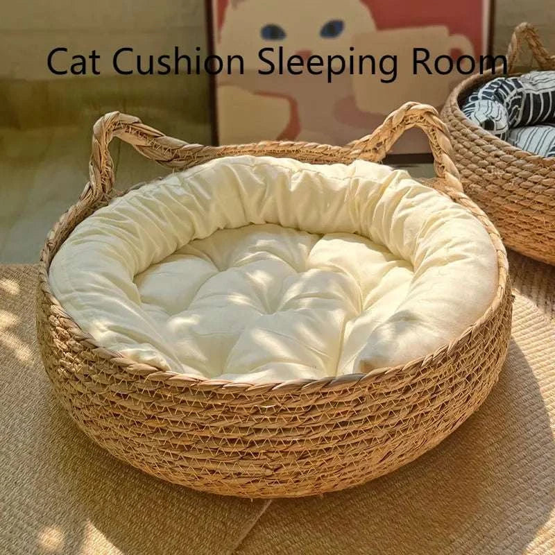 Panier en vigne tressée pour chat | Confort & chaleur toute l’année