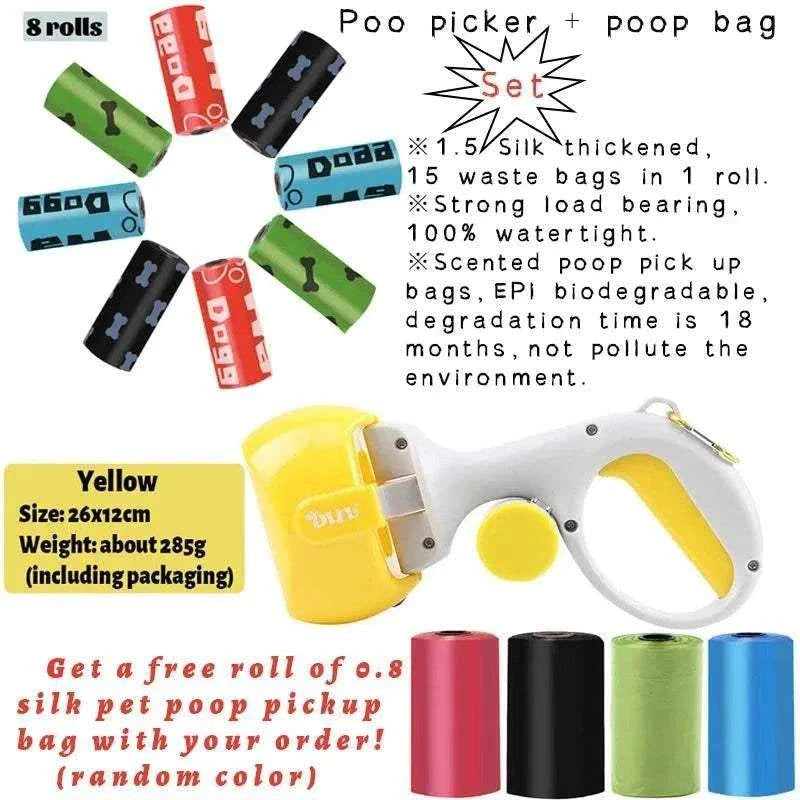 Ramasseur de Déjections pour Animaux - jaune avec sacs