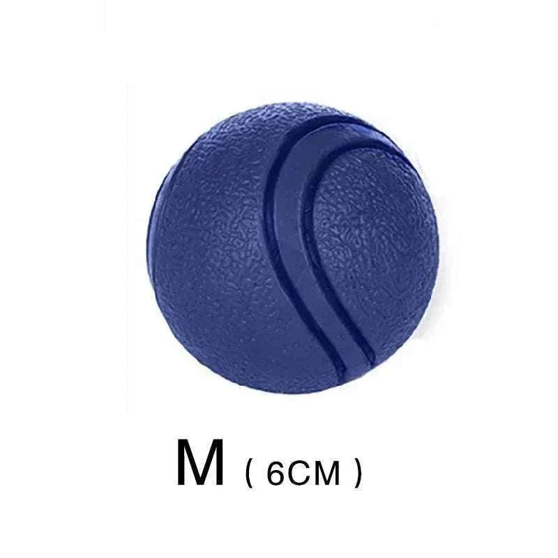 balle en caoutchouc bleu taille M 6 cm jouet résistant pour chiens mastication et nettoyage dentaire