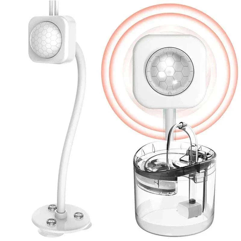 capteur de mouvement intelligent blanc avec LED bleu pour fontaine à eau automatique animaux pompe et filtres de rechange