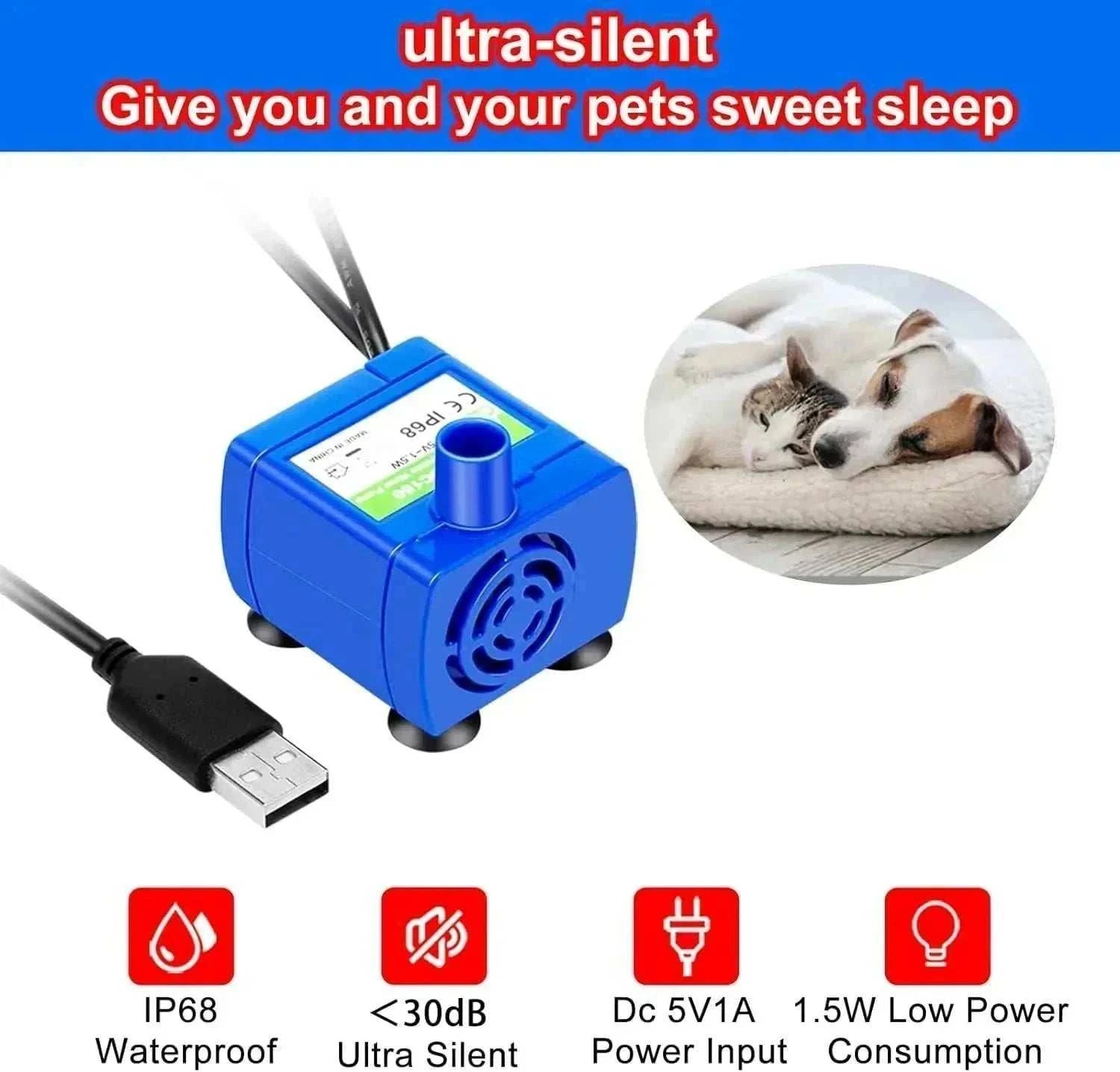 Pompe à Eau LED de Remplacement pour Fontaine d'eau pour Chat