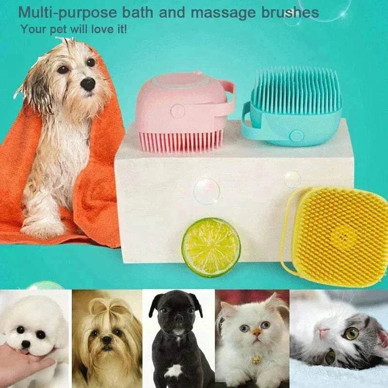 Brosse de massage en silicone pour chiens et chats, douce, colorée et ergonomique, idéale pour bain, toilettage et relaxation
