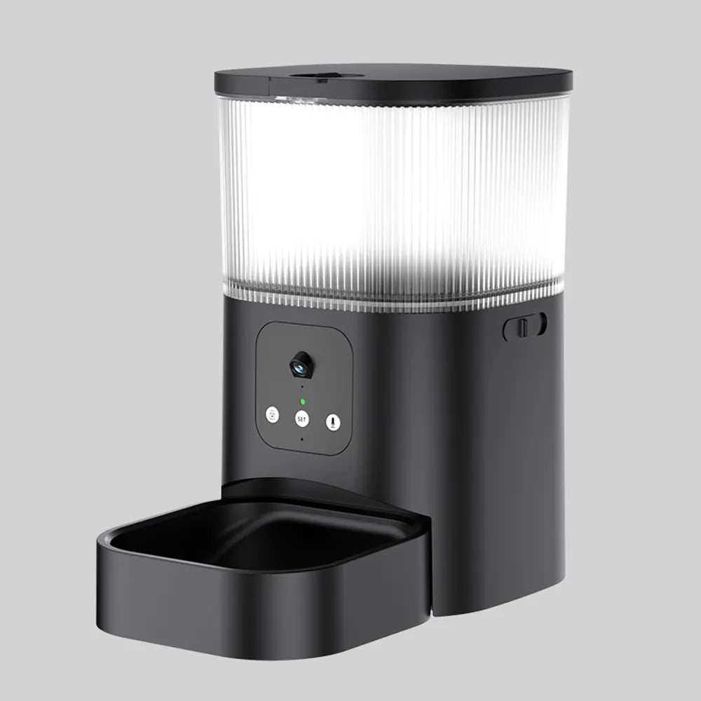 distributeur automatique de nourriture intelligent avec caméra wifi et commandes vocales pour chats et chiens capacité 3 litres design élégant noir
