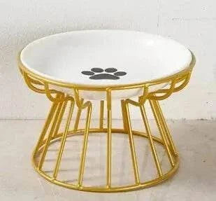 Gamelle en Céramique avec Support pour Nourriture et Eau - vert ou or