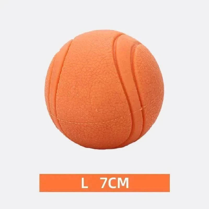 balle en caoutchouc orange taille L 7cm jouet résistant pour chiens nettoyage dentaire et jeu interactif