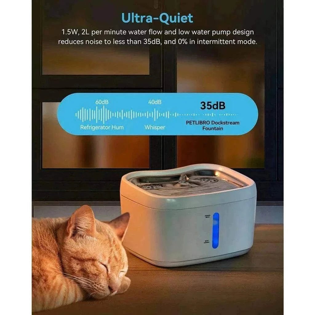 Fontaine à eau automatique pour chats, circulation continue et silencieuse avec filtration triple couche.