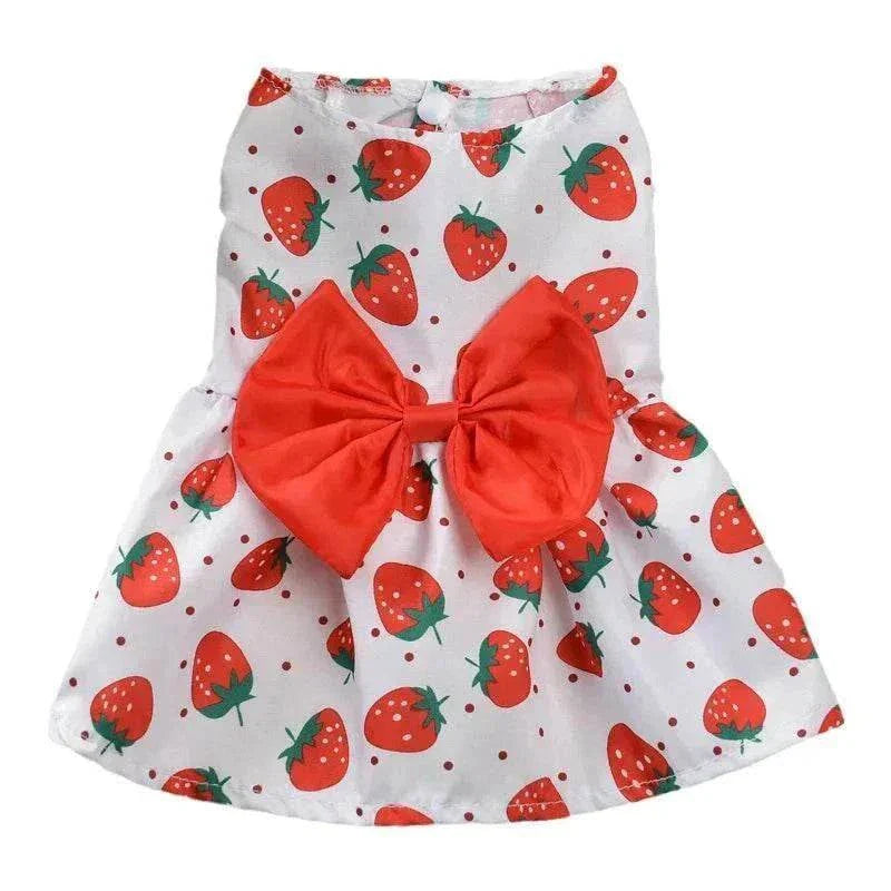 Floral princess-style pet dress for small dogs and cats, breathable cotton, summer perfect.