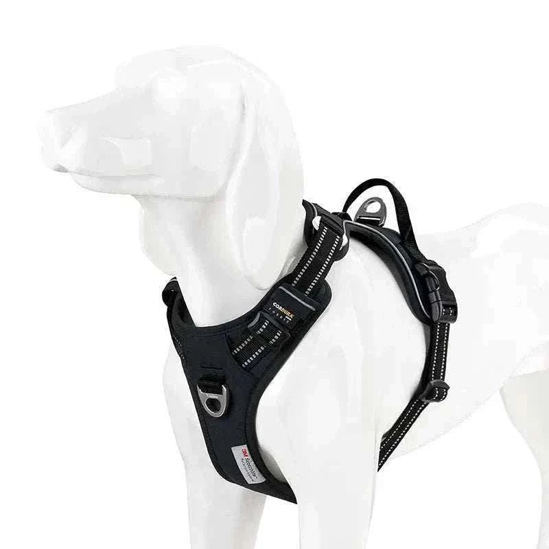 harnais anti-traction pour chien en nylon réfléchissant avec poignée de contrôle et boucles réglables en aluminium