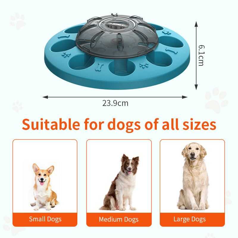 Jouet puzzle interactif bleu pour chiens de toutes tailles avec distributeur lent de friandises pour stimuler l'intelligence et ralentir l'alimentation.