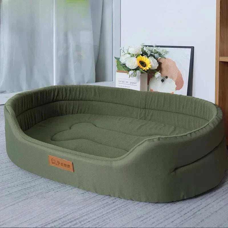 lit moelleux vert pour chiens et chats en polyester et coton, coussin douillet lavable en machine, design ergonomique et confortable