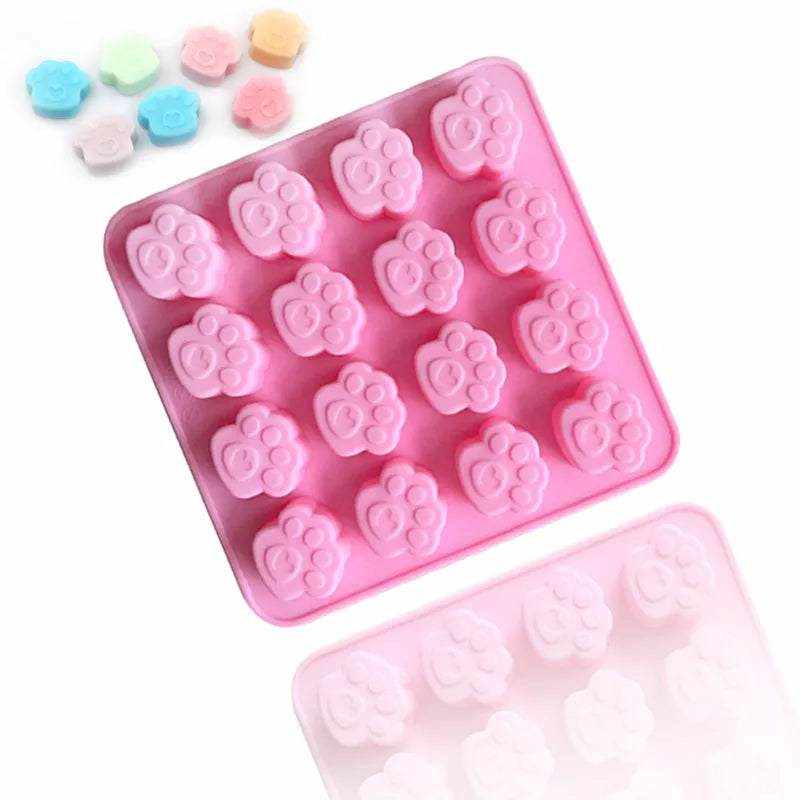 moule silicone rose forme pattes chien pour friandises et décor gâteaux adaptés au lave-vaisselle sans BPA