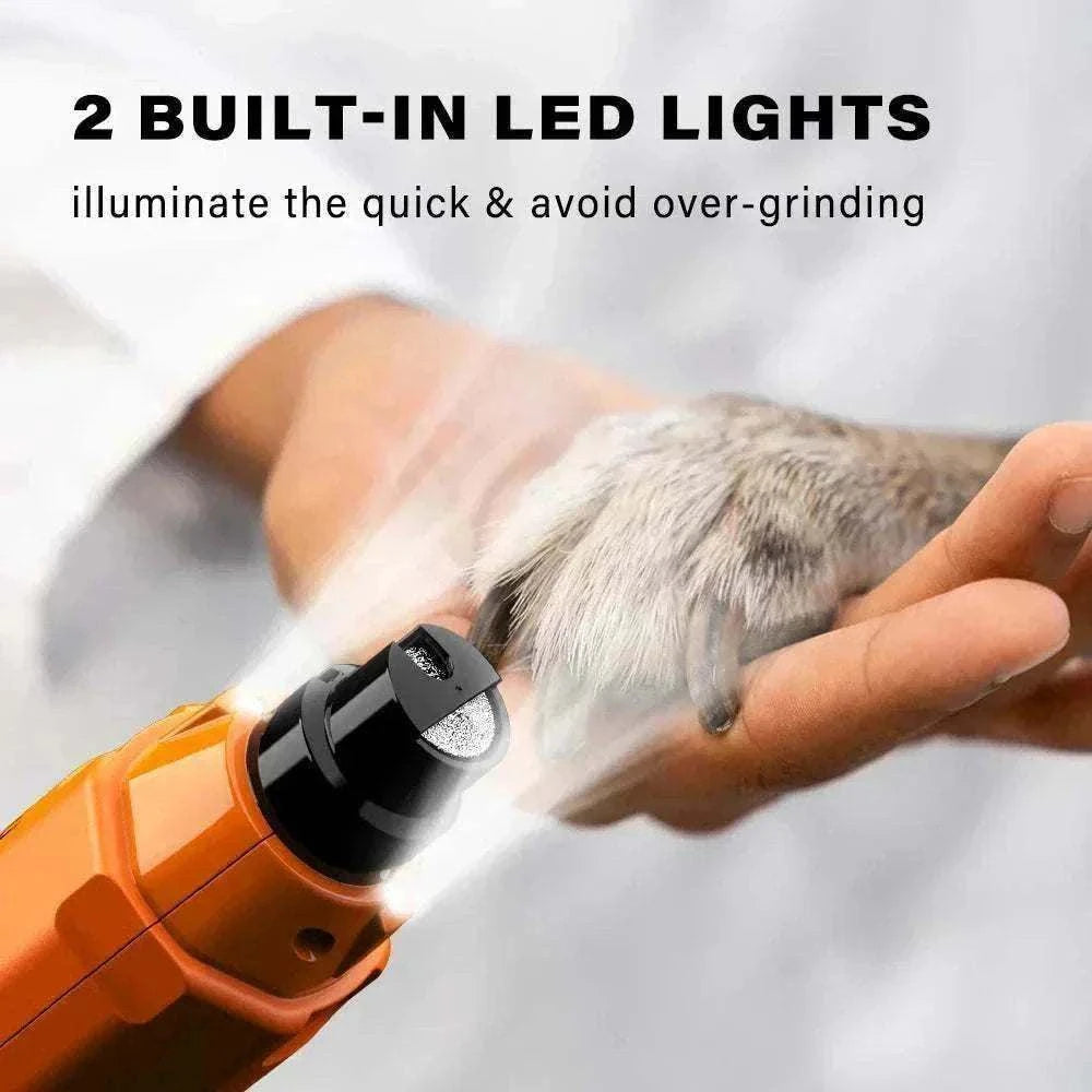 Lime à ongles électrique pour chiens et chats avec double LED, 6 vitesses, ultra silencieuse et rechargeable pour soin précis des griffes.