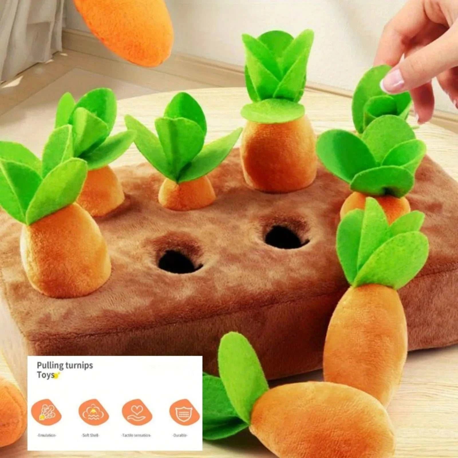 Tapis de Jeu Carottes jeu interactif en peluche avec carottes amovibles pour chien, jouet éducatif de stimulation mentale et anti-morsure
