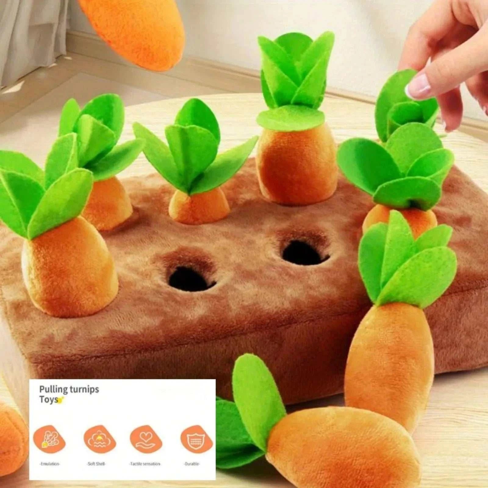 Tapis de Jeu Carottes jeu interactif en peluche avec carottes amovibles pour chien, jouet éducatif de stimulation mentale et anti-morsure