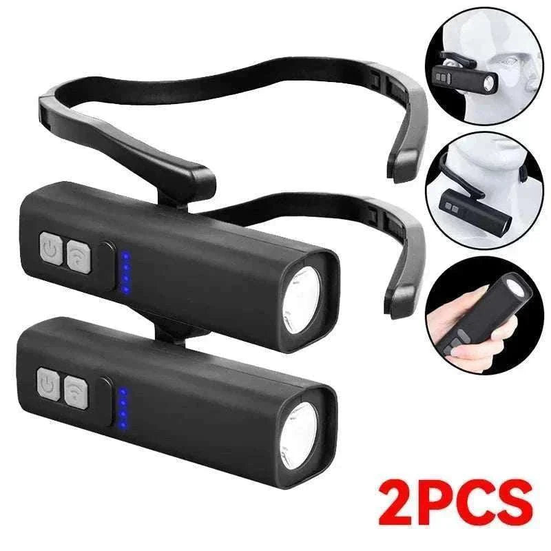 Lot de 2 lampes frontales LED 2025 ultra lumineuses avec capteur de mouvement et longue autonomie, recharge USB, étanches et ajustables pour activités nocturnes